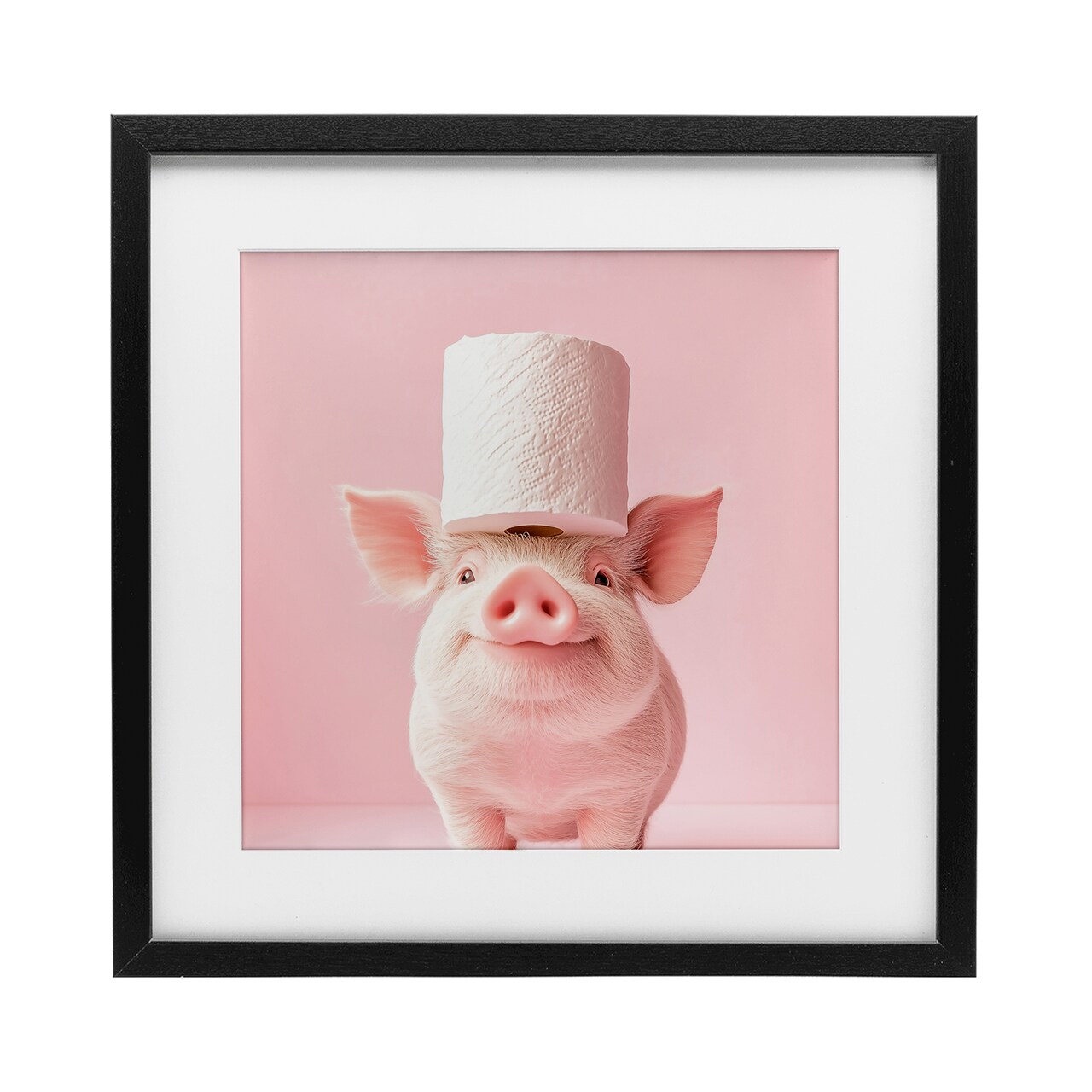 Stupell Industries Silly Piggy Pink Toilet Paper Framed Print Under Glass, design by Heidi Kuntz